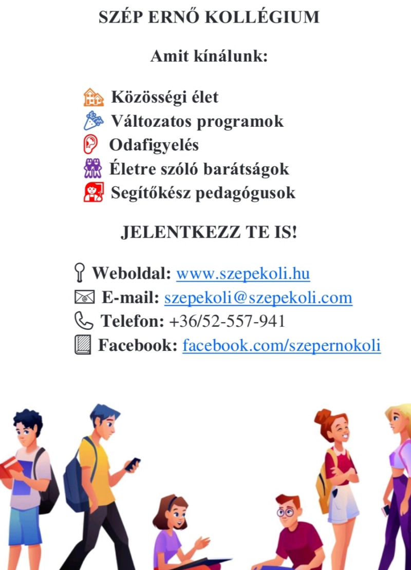 Szép Ernő Kollégium az iskolánk ajánlásával!