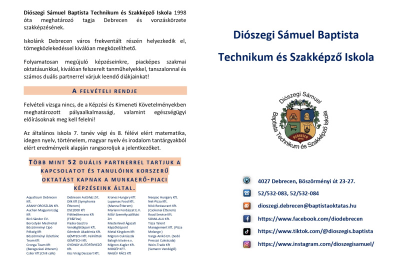 Felvételi tájékoztató  2026/2027-re