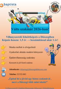 Villanyszerelő felnőttképzés a Diószegiben!