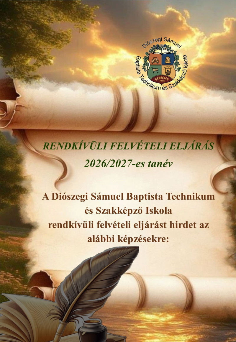 Rendkívüli felvételi eljárás 2026/2027. tanév