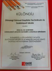 Ismét rangos szakmai elismerésben részesült a Diószegi!
